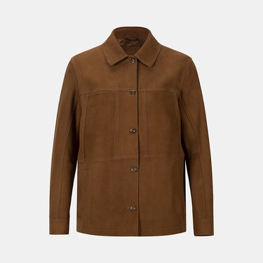  Kadın Taba Gömlek Yakalı Düğmeli Süet Ceket