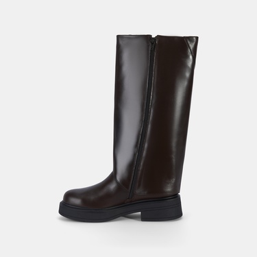  Kadın Kahve Katlama Detaylı Deri Çizme