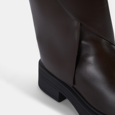  Kadın Kahve Katlama Detaylı Deri Çizme