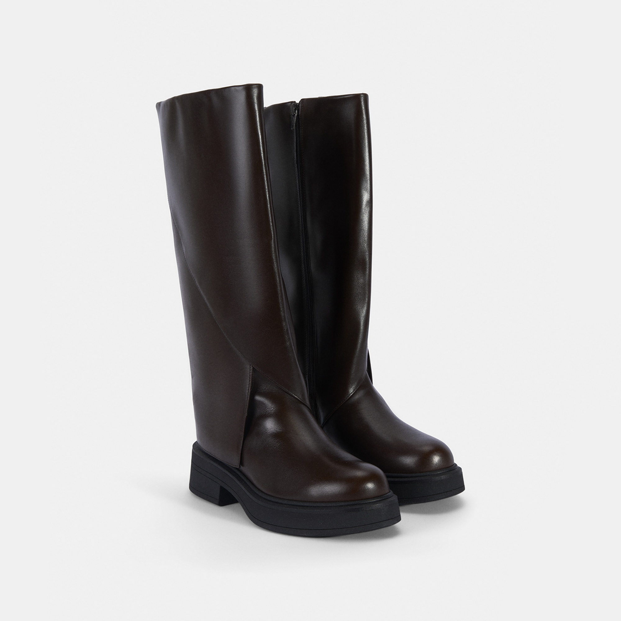 Kadın Kahve Katlama Detaylı Deri Çizme