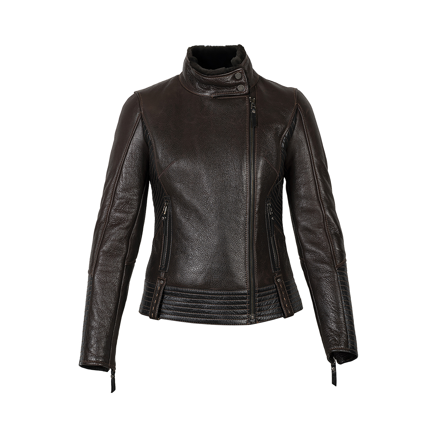  Kadın Kahve Hakim Yakalı Kürk Mont