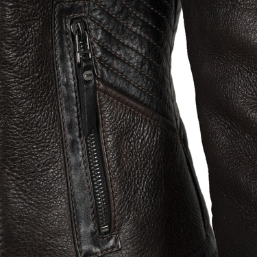  Kadın Kahve Hakim Yakalı Kürk Mont