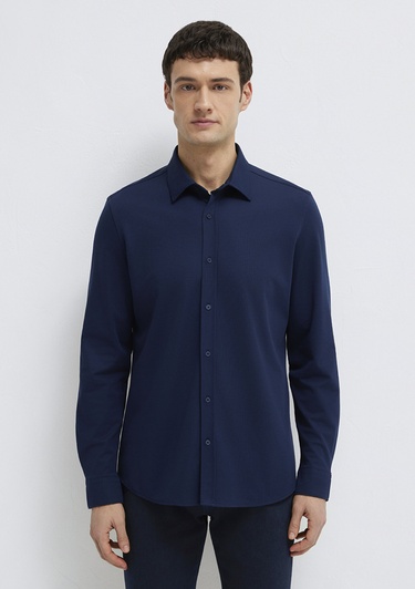  Mavi Hafif ve Esnek Lacivert Travel Gömlek Regular Fit / Normal Kesim 0212058-70497