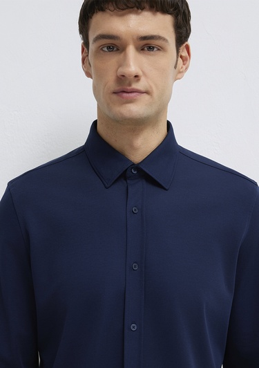  Mavi Hafif ve Esnek Lacivert Travel Gömlek Regular Fit / Normal Kesim 0212058-70497