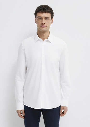  Mavi Hafif ve Esnek Beyaz Travel Gömlek Regular Fit / Normal Kesim 0212058-620