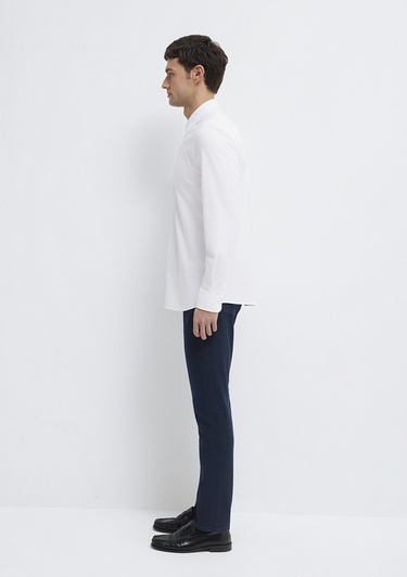  Mavi Hafif ve Esnek Beyaz Travel Gömlek Regular Fit / Normal Kesim 0212058-620