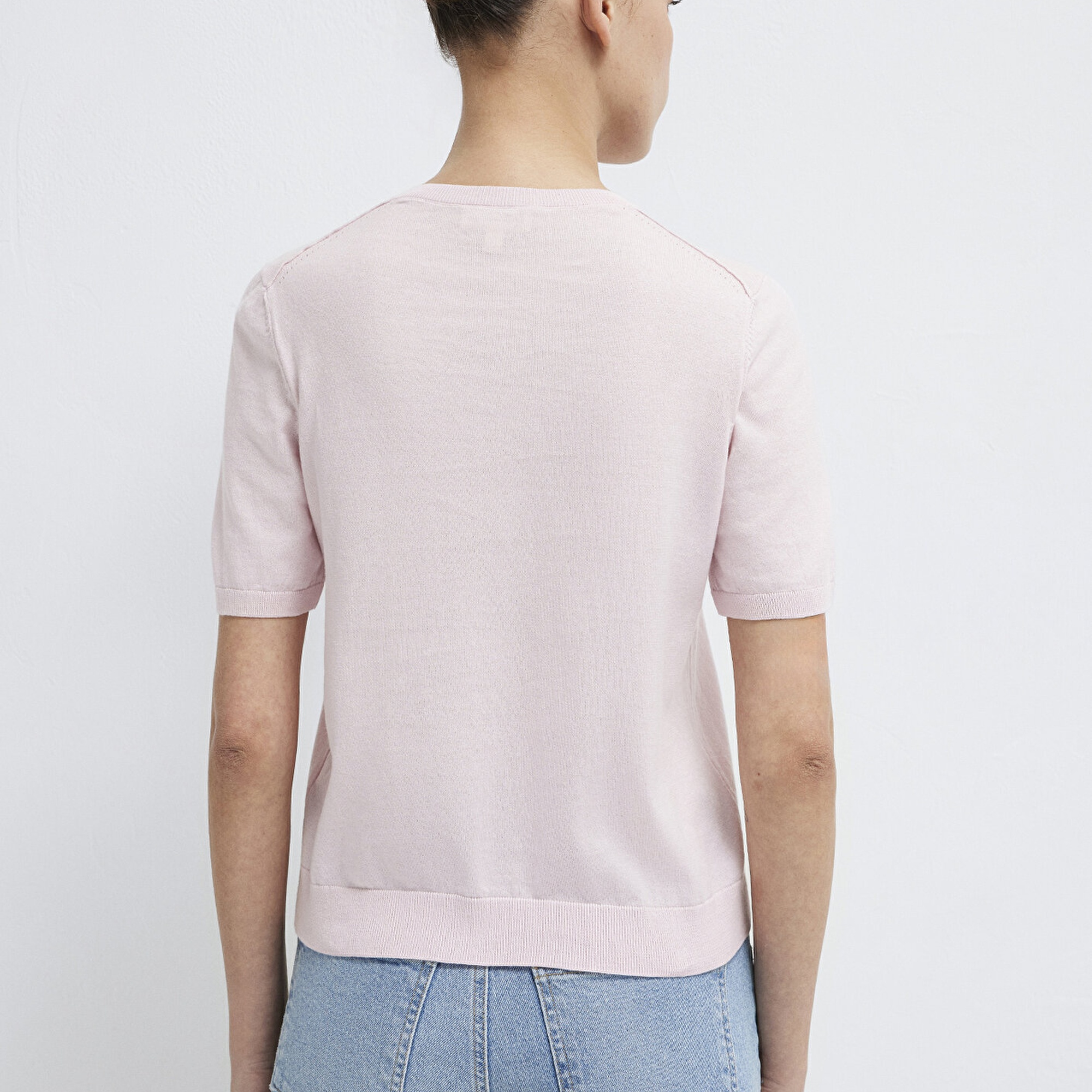 Mavi V-Yaka Pembe Kazak Regular Fit / Normal Kesim 1710868-70969