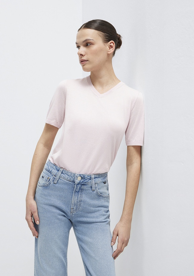  Mavi V-Yaka Pembe Kazak Regular Fit / Normal Kesim 1710868-70969