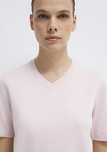  Mavi V-Yaka Pembe Kazak Regular Fit / Normal Kesim 1710868-70969