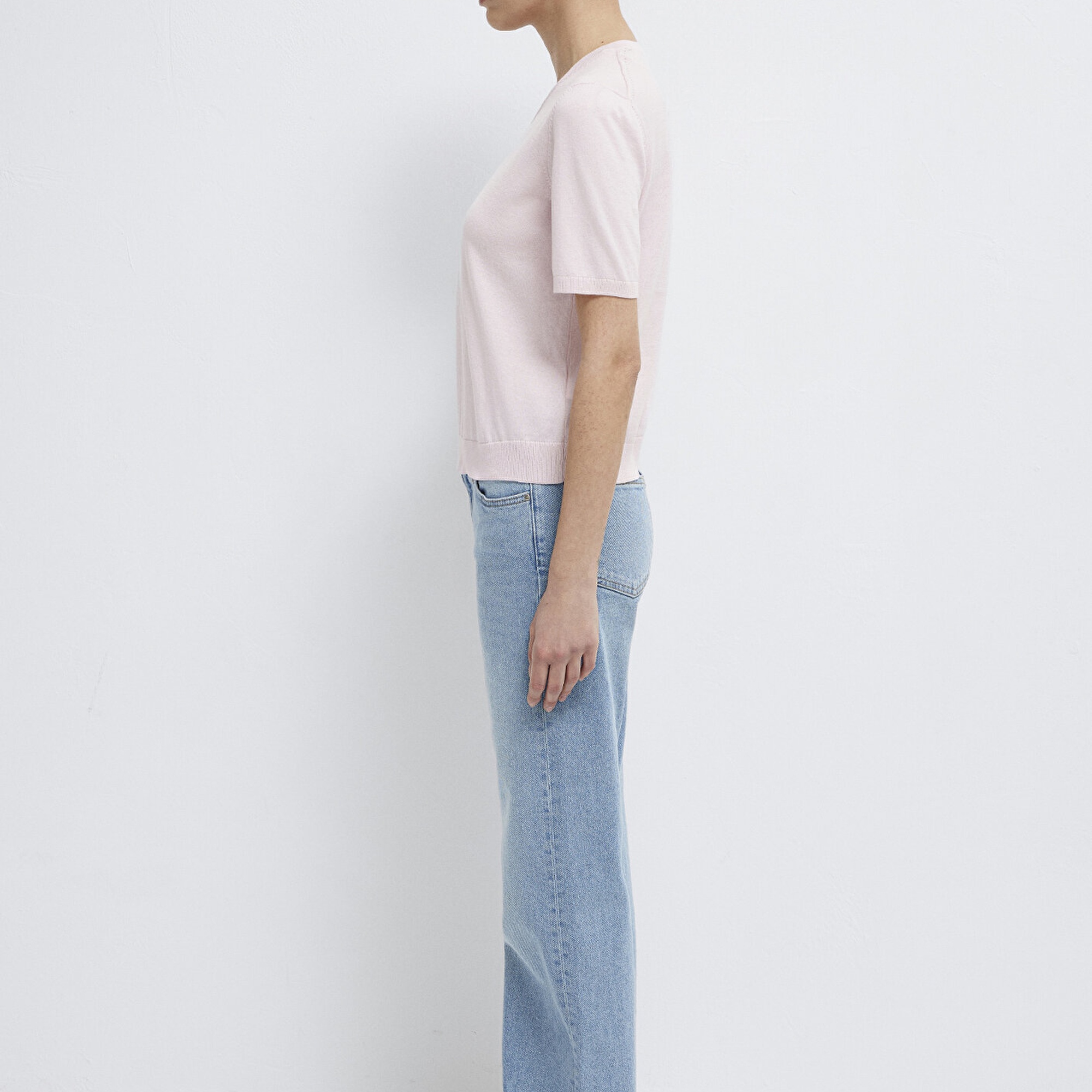 Mavi V-Yaka Pembe Kazak Regular Fit / Normal Kesim 1710868-70969