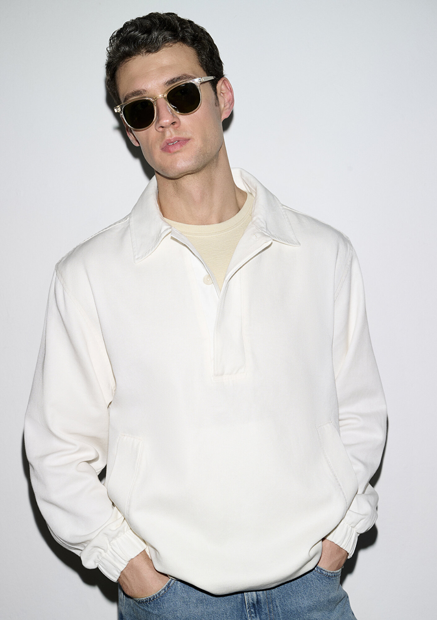  Mavi Ekru Gömlek Oversize / Geniş Kesim 0212008-80194