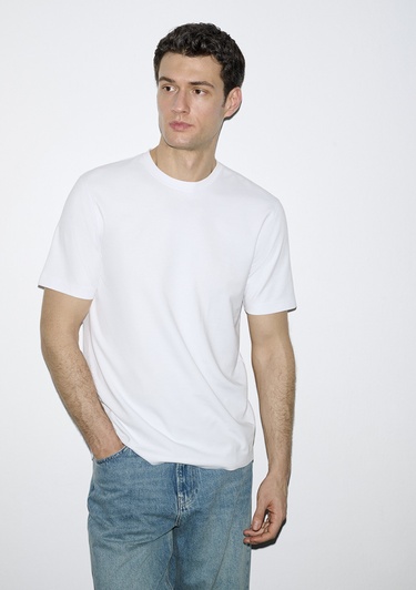  Mavi Hafif ve Esnek Beyaz Travel Tişört Regular Fit / Normal Kesim 0613224-620