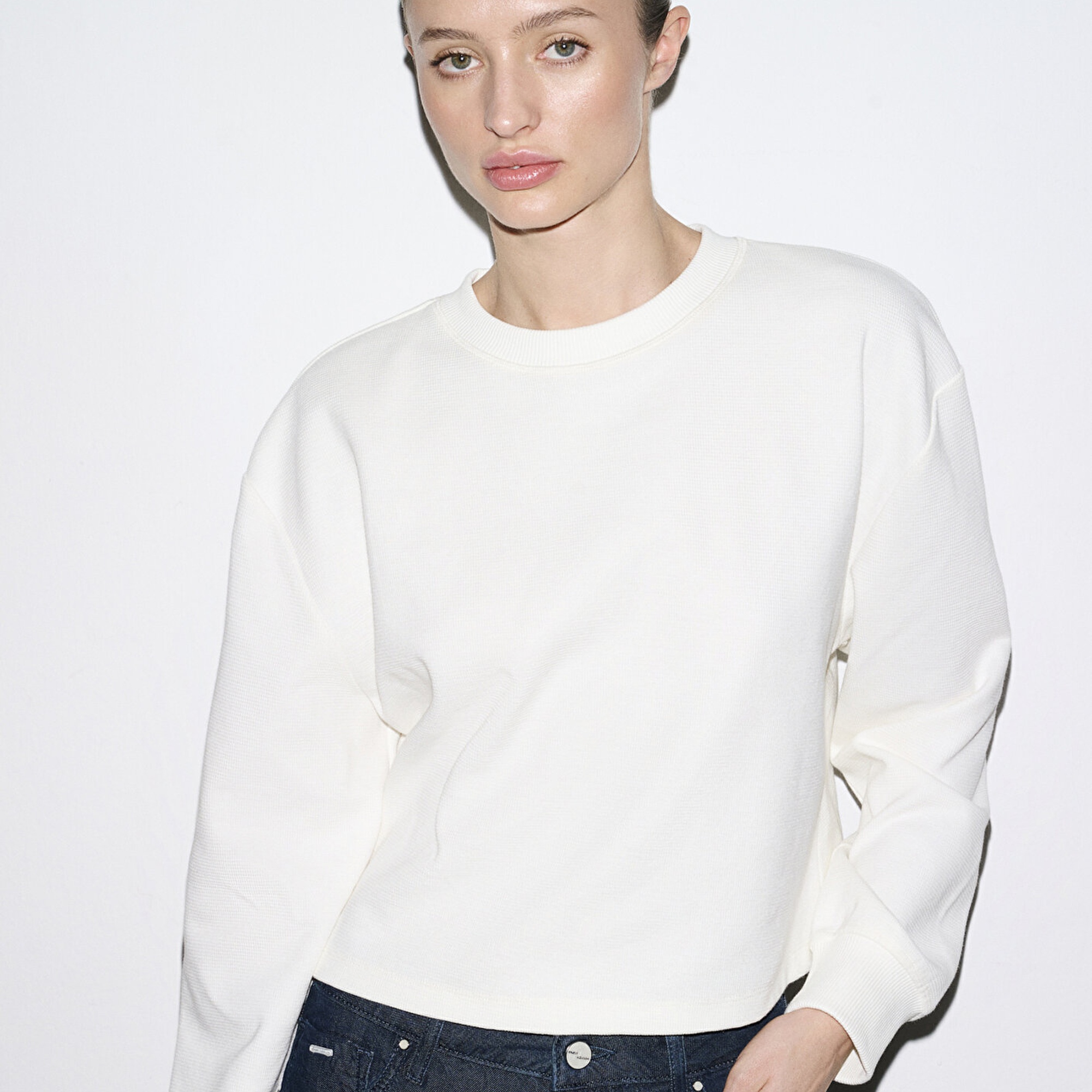 Mavi Bisiklet Yaka Ekru Sweatshirt 1S10508-70051