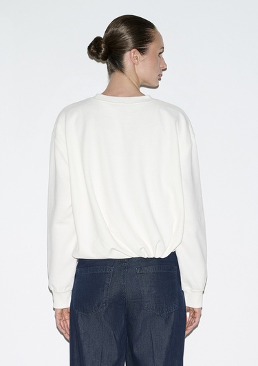  Mavi Bisiklet Yaka Ekru Sweatshirt 1S10508-70051