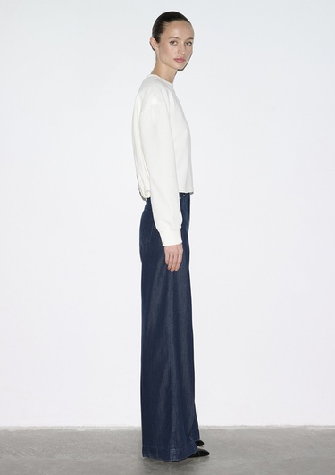  Mavi Bisiklet Yaka Ekru Sweatshirt 1S10508-70051