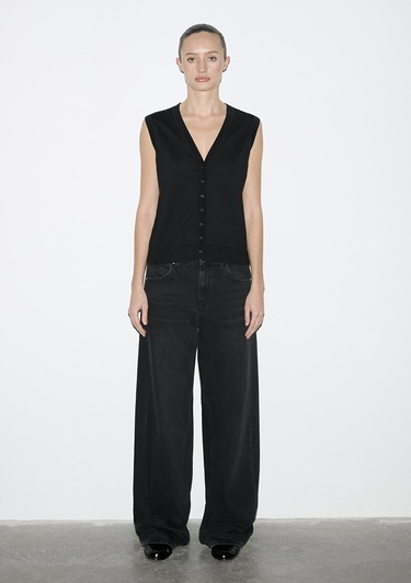  Mavi Düğmeli Siyah Triko Yelek Slim Fit / Dar Kesim 1710867-900