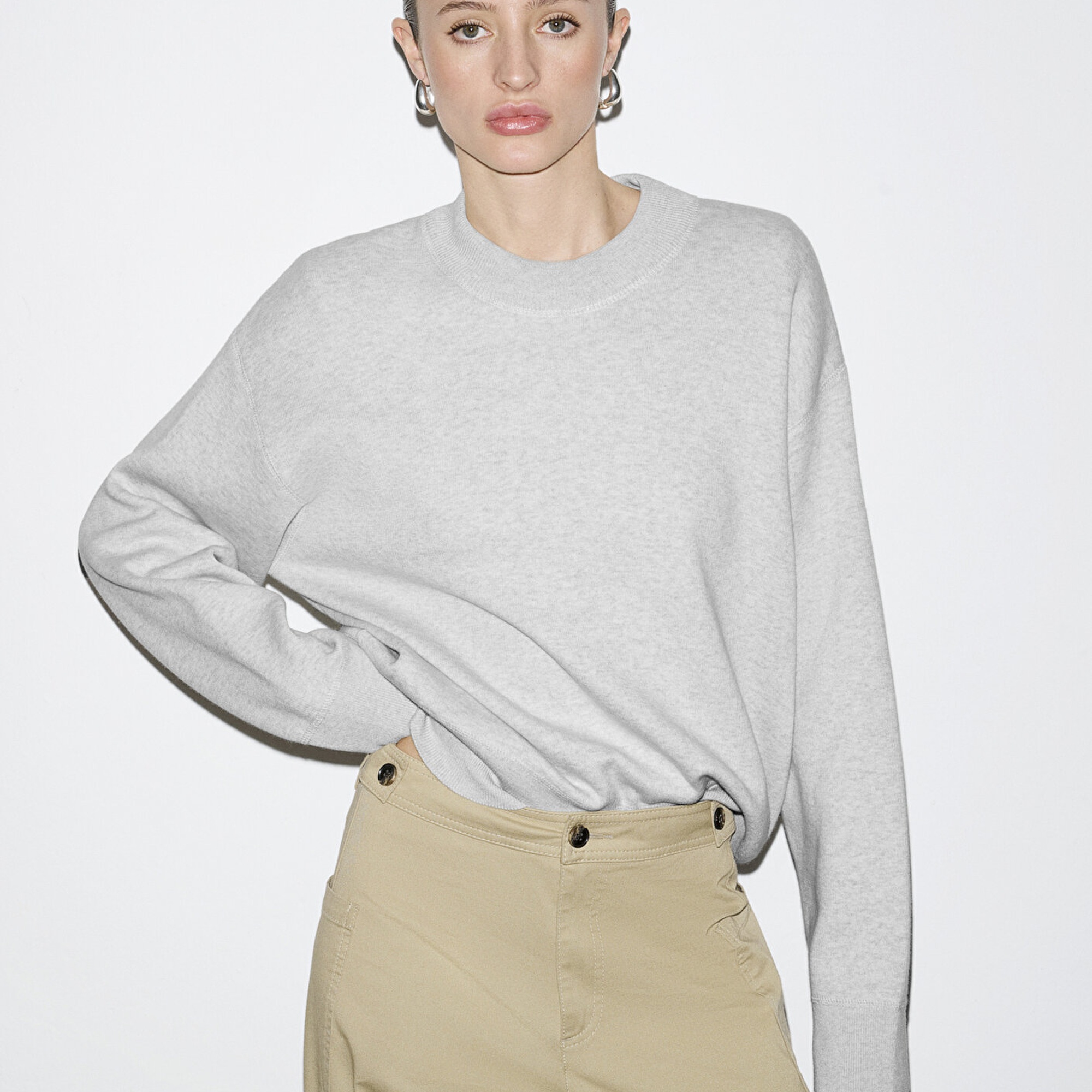 Mavi Bisiklet Yaka Gri Kazak Oversize / Geniş Kesim 1710883-83096