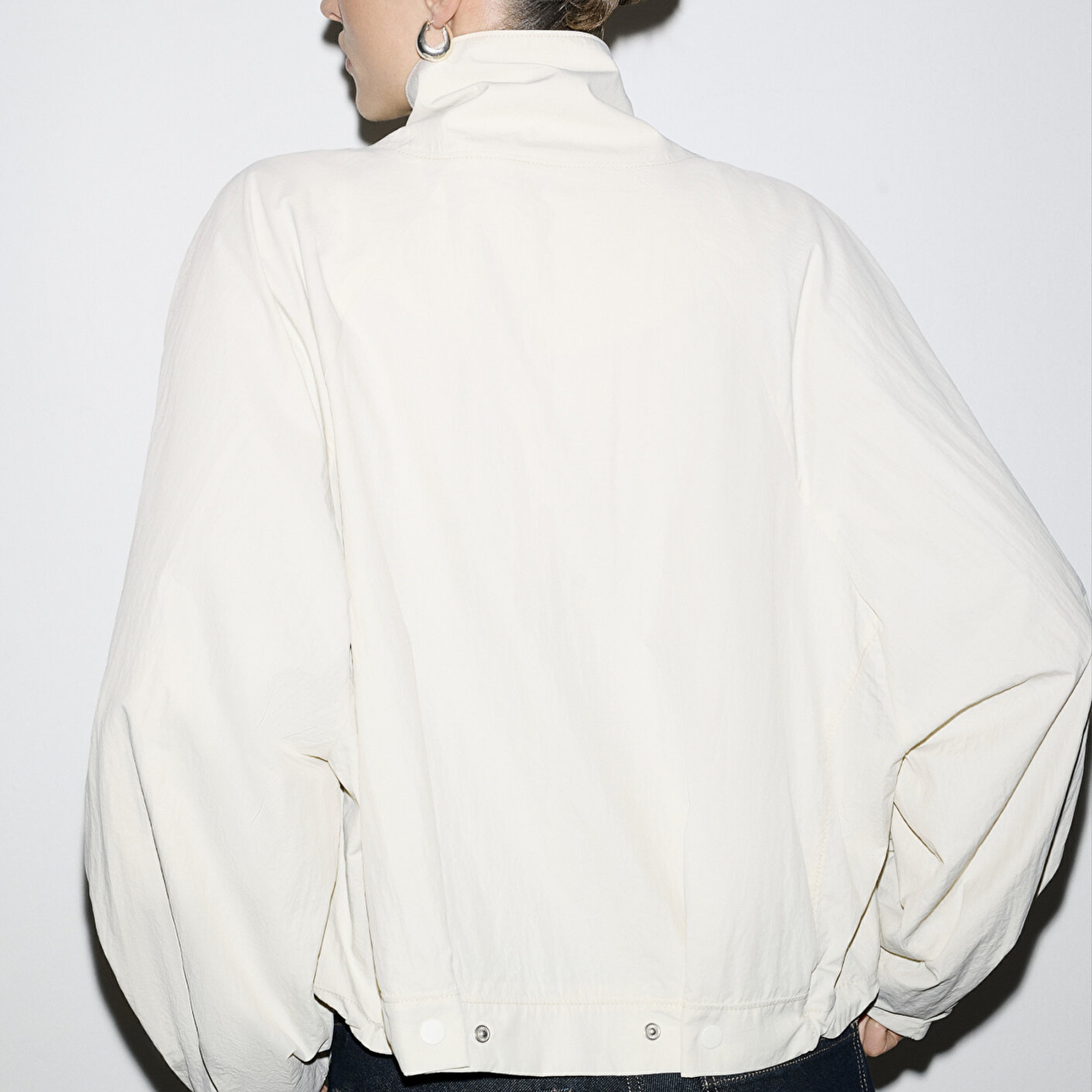 Mavi Dik Yaka Gri Ceket Oversize / Geniş Kesim 1110848-70140