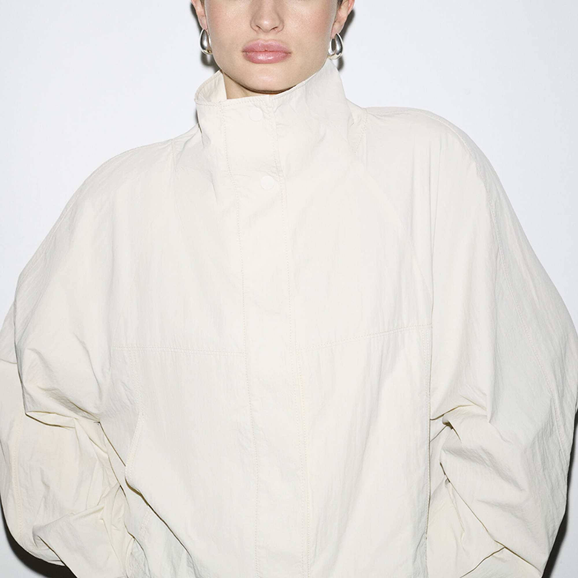 Mavi Dik Yaka Gri Ceket Oversize / Geniş Kesim 1110848-70140