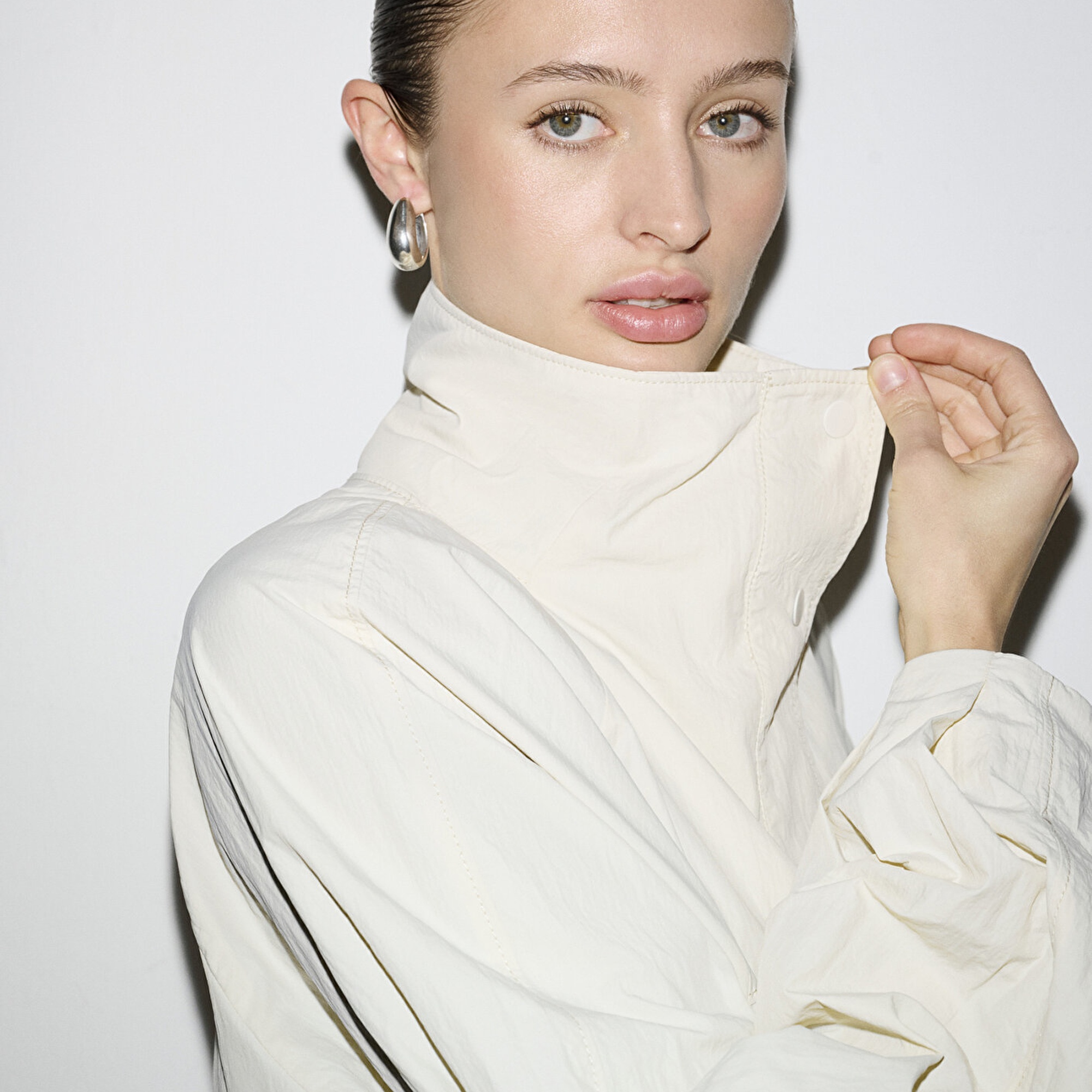 Mavi Dik Yaka Gri Ceket Oversize / Geniş Kesim 1110848-70140