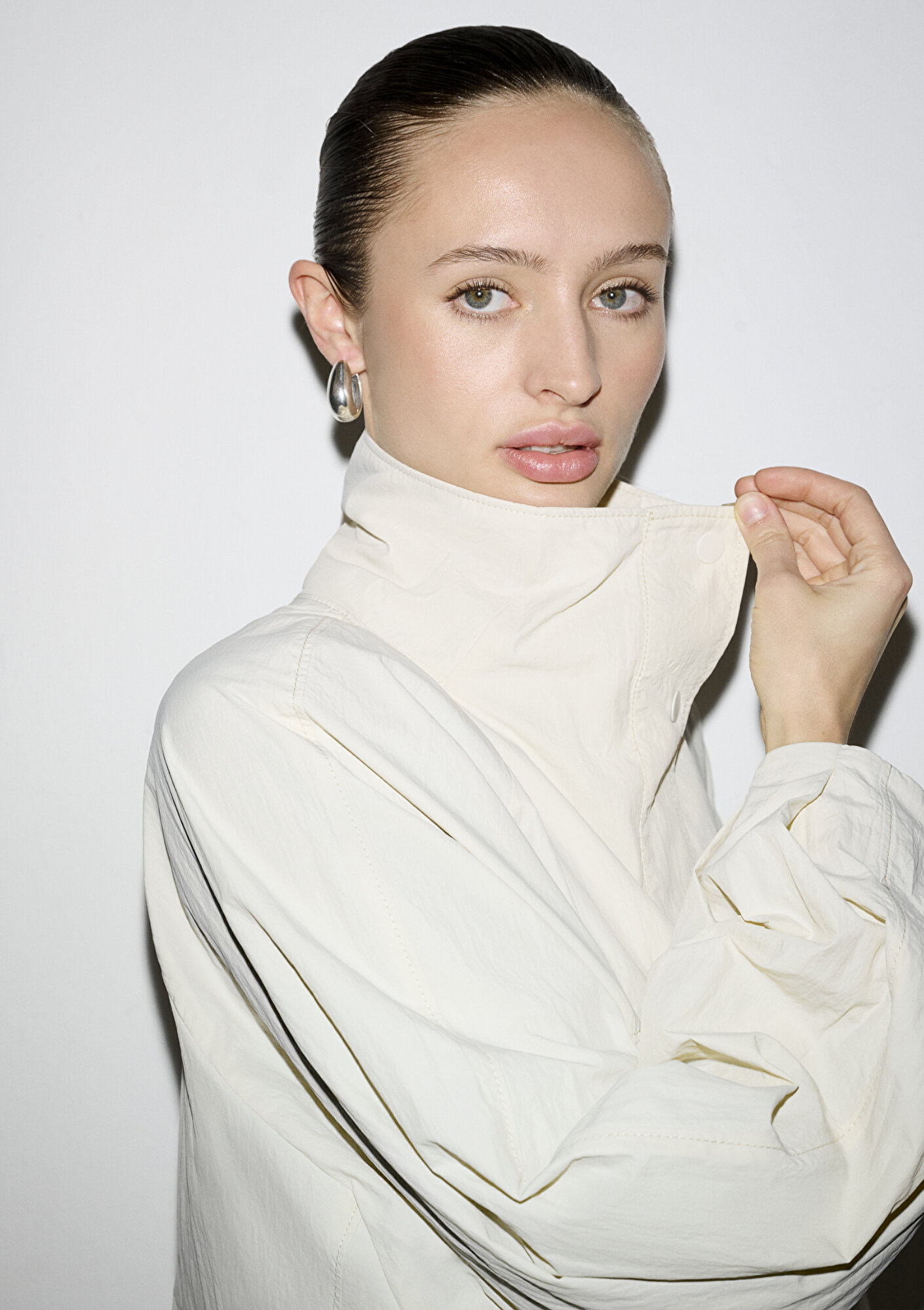  Mavi Dik Yaka Gri Ceket Oversize / Geniş Kesim 1110848-70140