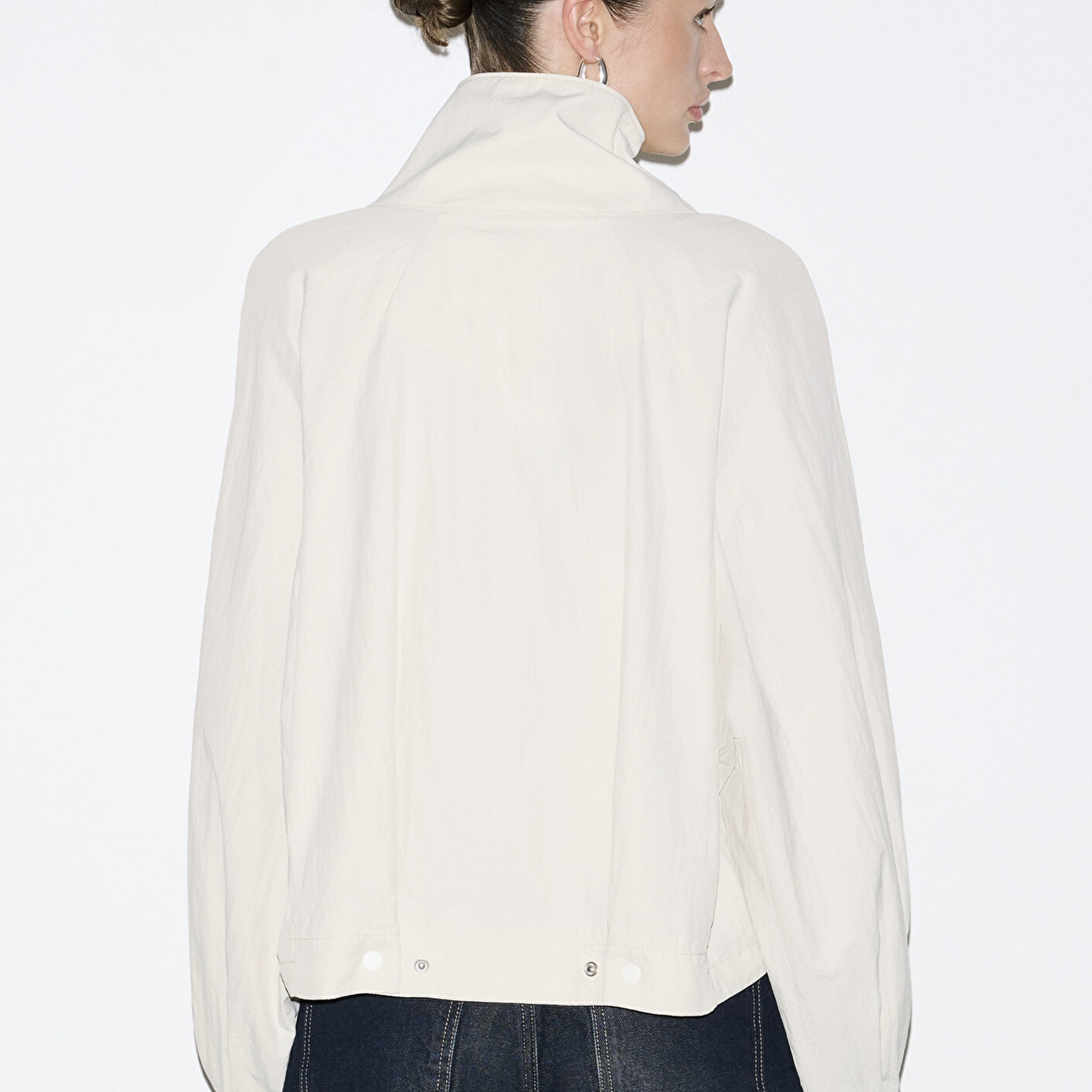 Mavi Dik Yaka Gri Ceket Oversize / Geniş Kesim 1110848-70140