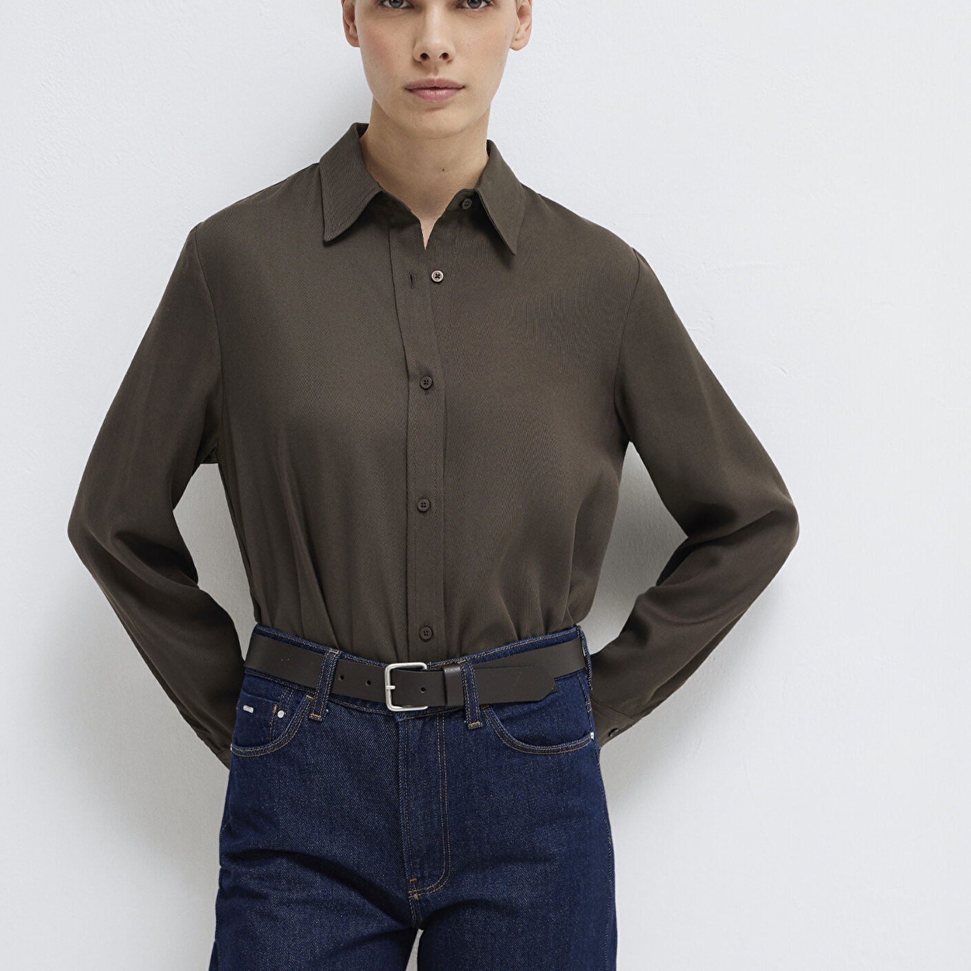 Mavi Kahverengi (TENCEL™) Gömlek Regular Fit / Normal Kesim 1211506-71603