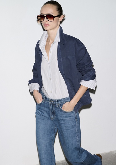  Mavi Cep Detaylı Lacivert Gömlek  1211424-70487