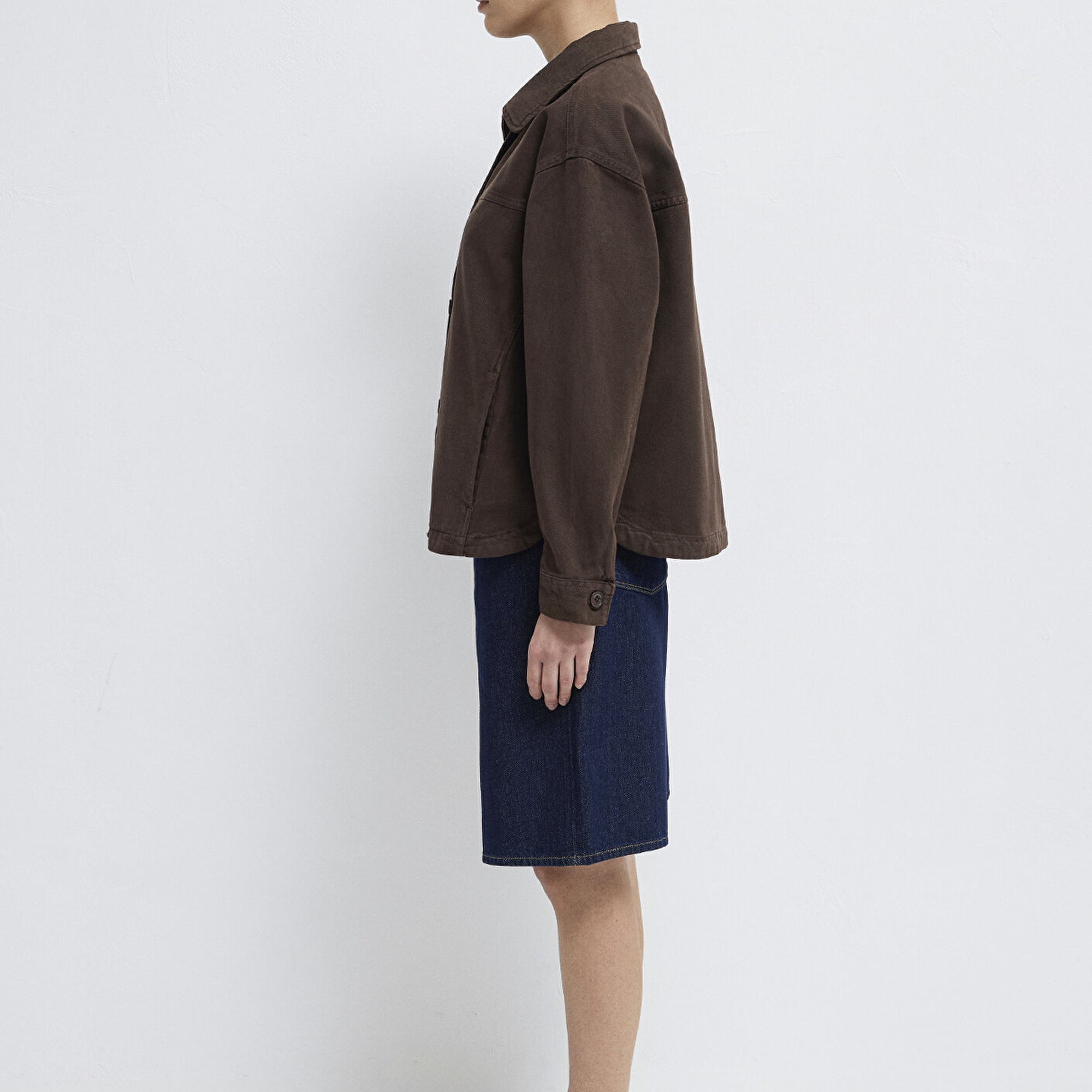 Mavi Cep Detaylı Kahverengi Gömlek  1211424-71603