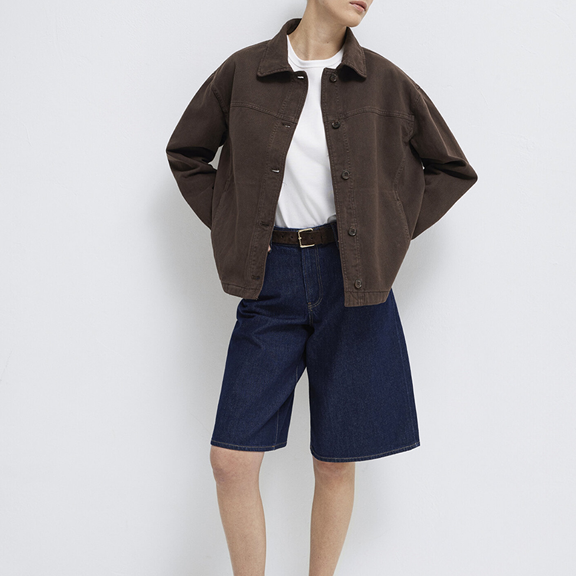 Mavi Cep Detaylı Kahverengi Gömlek  1211424-71603