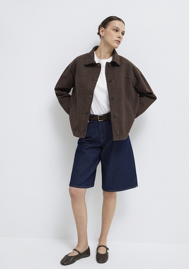  Mavi Cep Detaylı Kahverengi Gömlek  1211424-71603