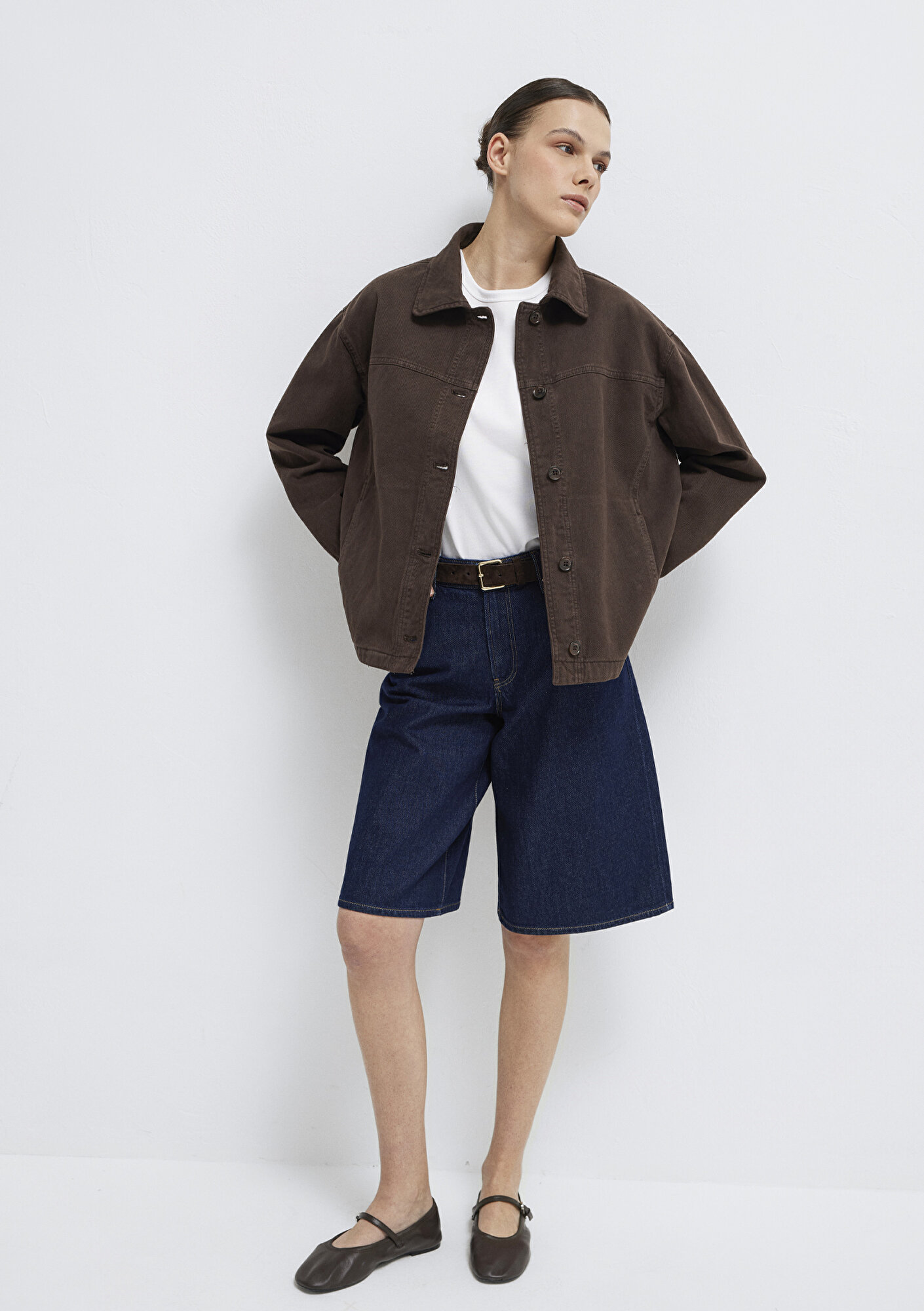  Mavi Cep Detaylı Kahverengi Gömlek  1211424-71603