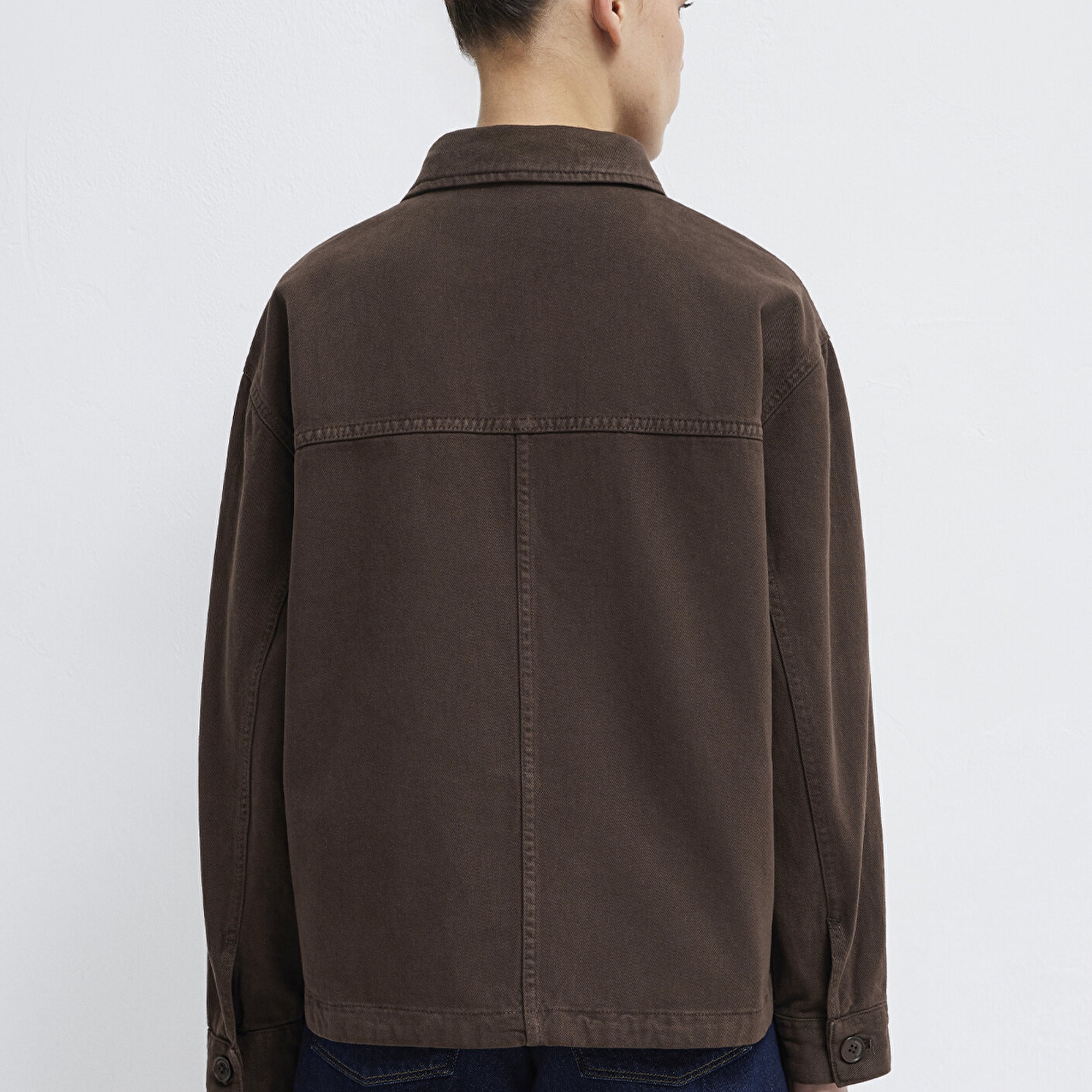 Mavi Cep Detaylı Kahverengi Gömlek  1211424-71603