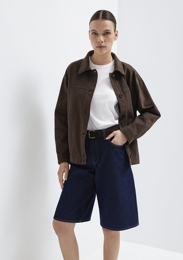  Mavi Cep Detaylı Kahverengi Gömlek  1211424-71603