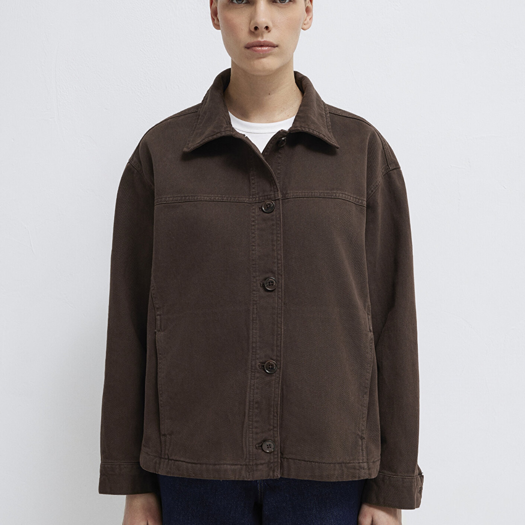 Mavi Cep Detaylı Kahverengi Gömlek  1211424-71603