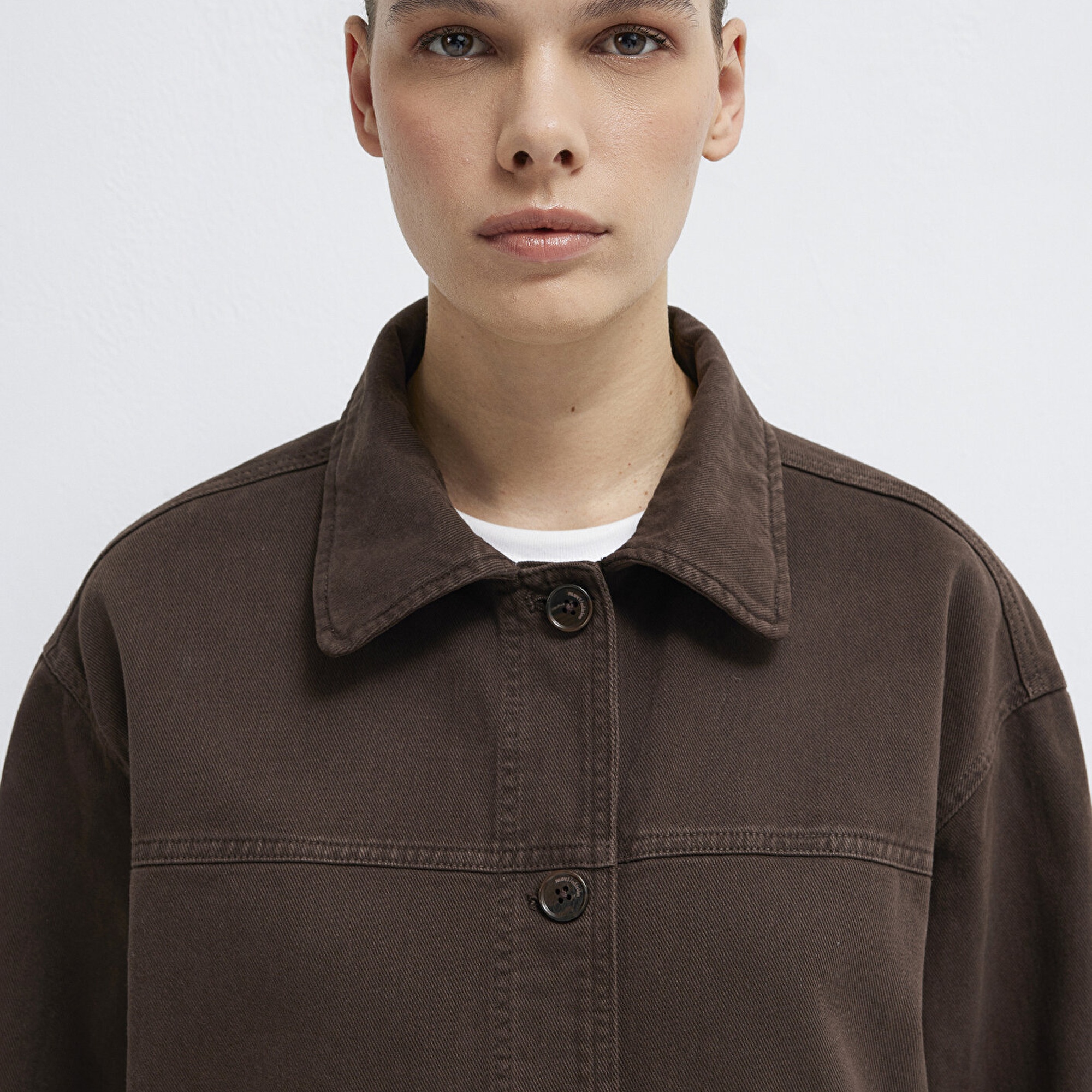 Mavi Cep Detaylı Kahverengi Gömlek  1211424-71603