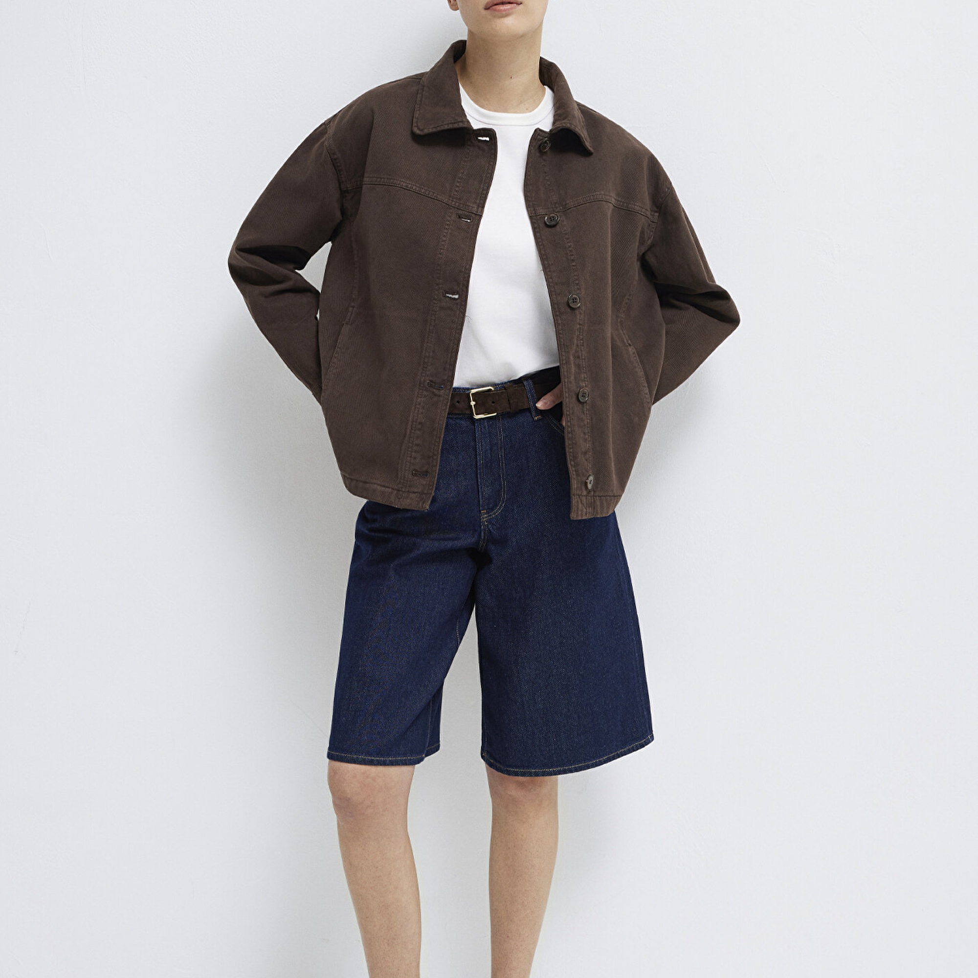 Mavi Cep Detaylı Kahverengi Gömlek  1211424-71603