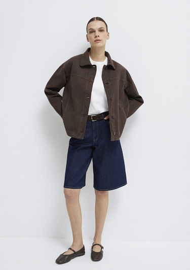  Mavi Cep Detaylı Kahverengi Gömlek  1211424-71603