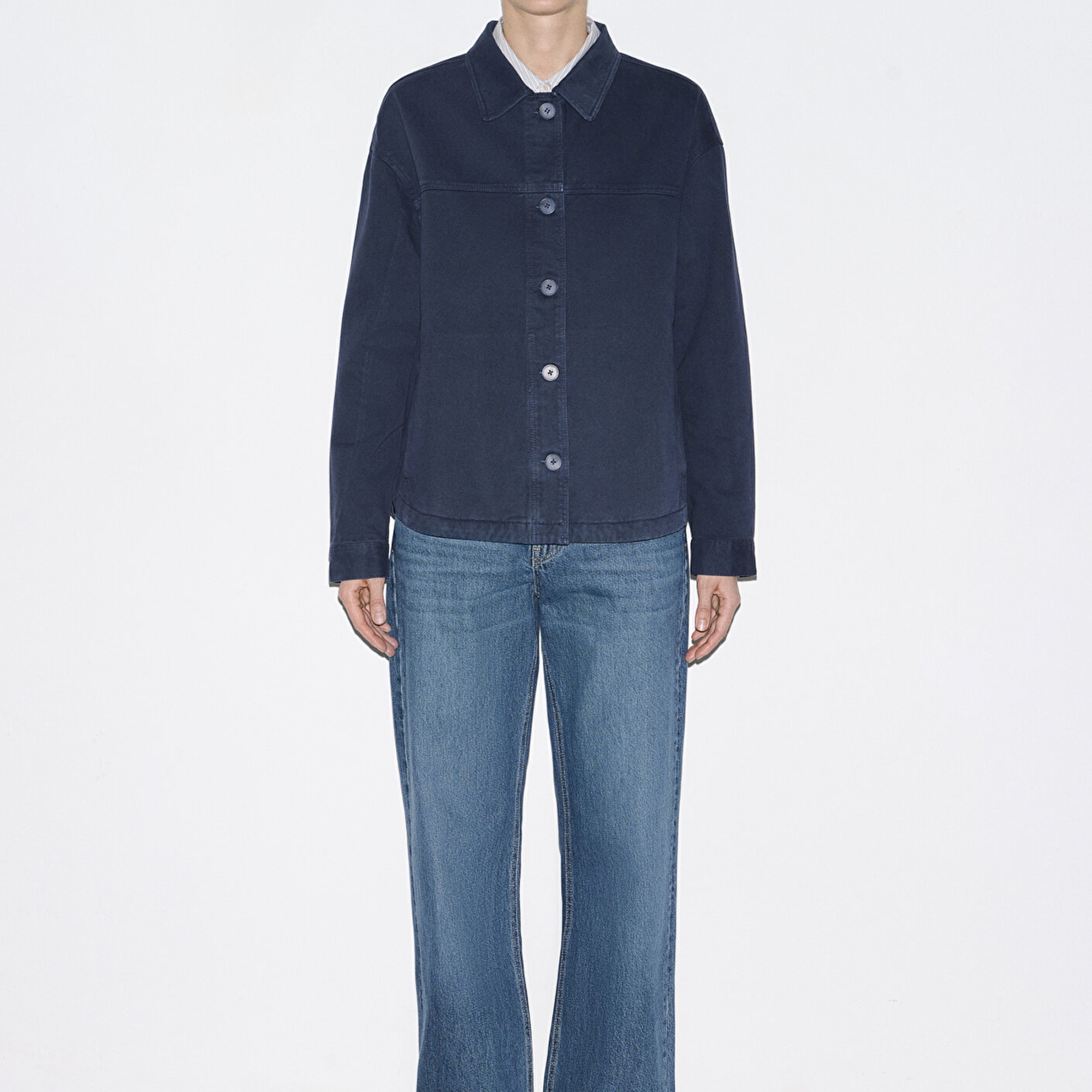 Mavi Cep Detaylı Lacivert Gömlek  1211424-70487