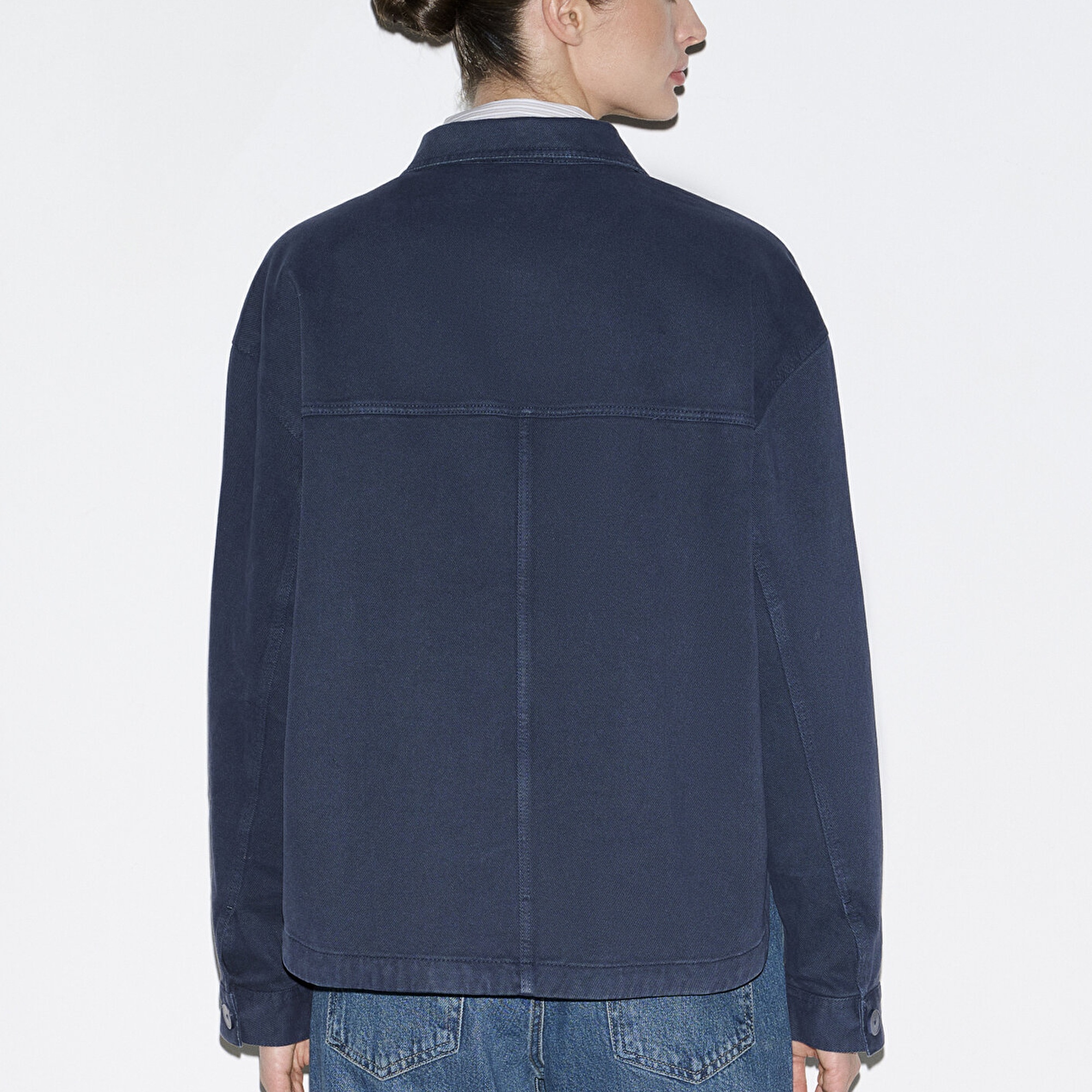 Mavi Cep Detaylı Lacivert Gömlek  1211424-70487