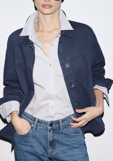  Mavi Cep Detaylı Lacivert Gömlek  1211424-70487