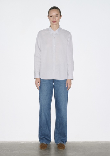  Mavi Çizgili Mavi Gömlek Loose Fit / Bol Rahat Kesim 1211432-81474