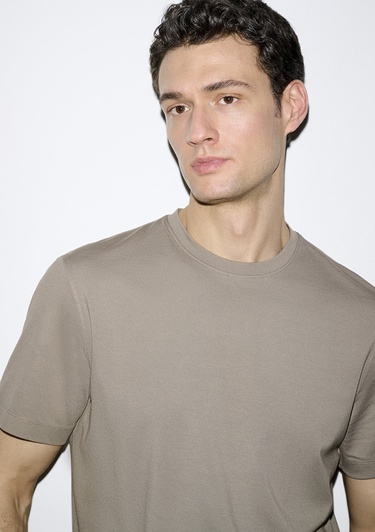  Mavi Hafif ve Esnek Kahverengi Travel Tişört Regular Fit / Normal Kesim 0613224-70352