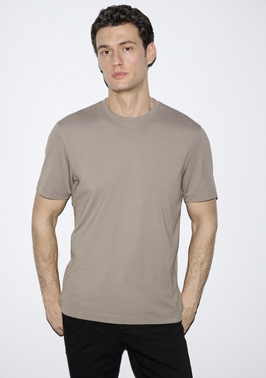  Mavi Hafif ve Esnek Kahverengi Travel Tişört Regular Fit / Normal Kesim 0613224-70352
