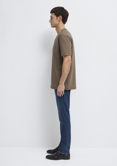  Mavi Kahverengi Basic Tişört Loose Fit / Bol Rahat Kesim 0612269-83866
