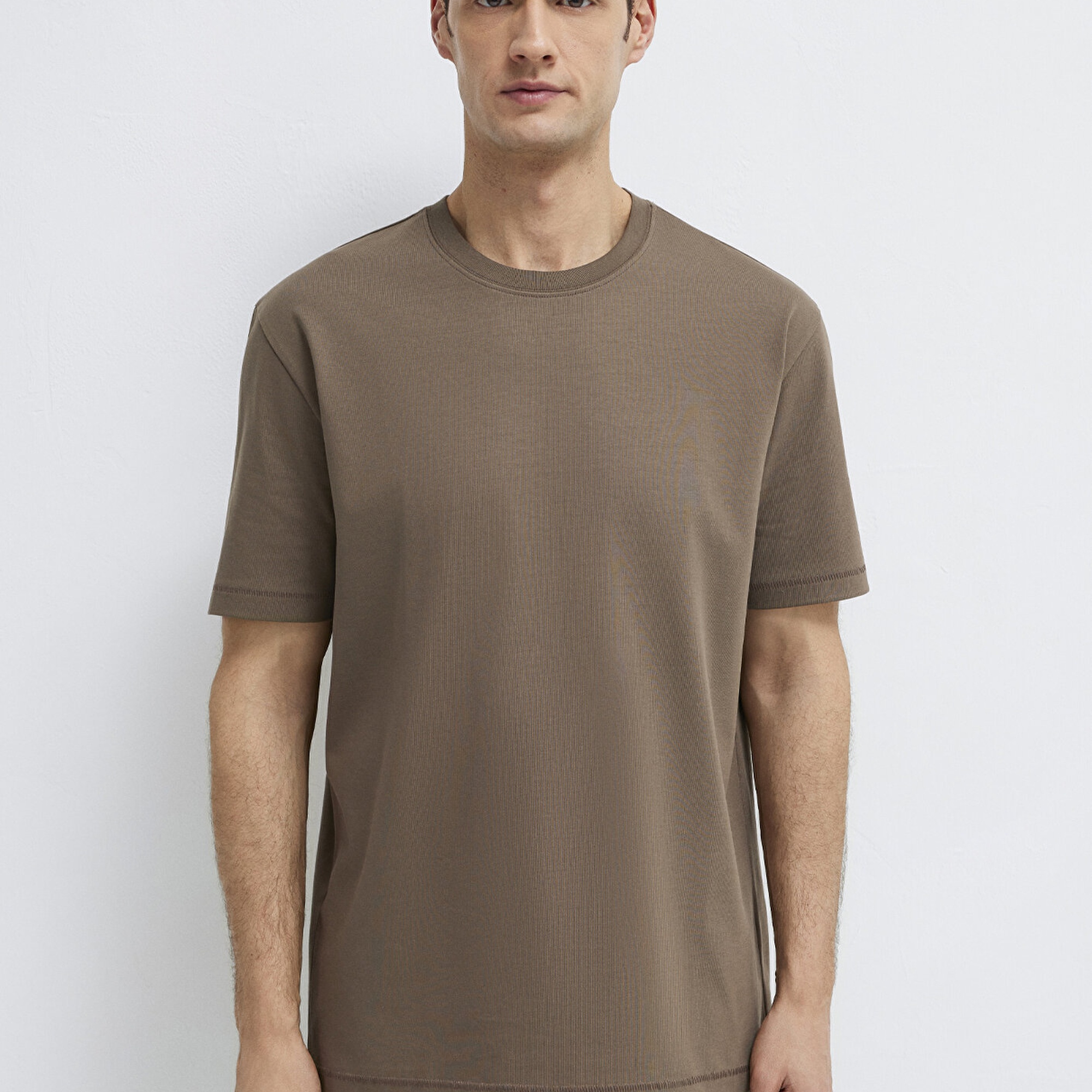 Mavi Kahverengi Basic Tişört Loose Fit / Bol Rahat Kesim 0612269-83866