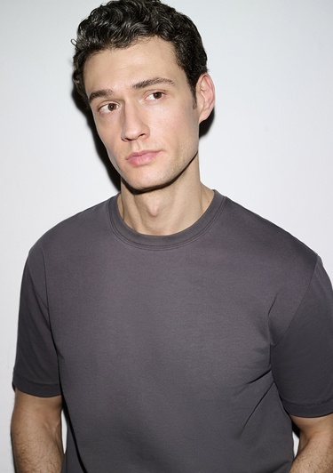  Mavi Gri Basic Tişört Loose Fit / Bol Rahat Kesim 0612269-70101