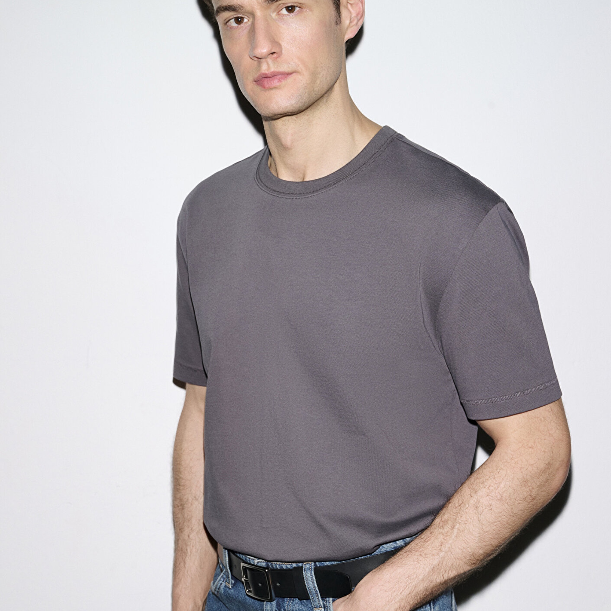 Mavi Gri Basic Tişört Loose Fit / Bol Rahat Kesim 0612269-70101