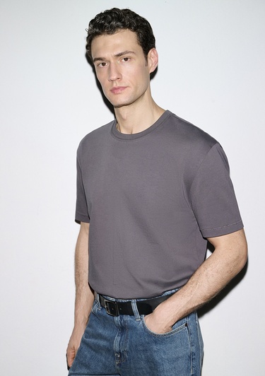 Mavi Gri Basic Tişört Loose Fit / Bol Rahat Kesim 0612269-70101