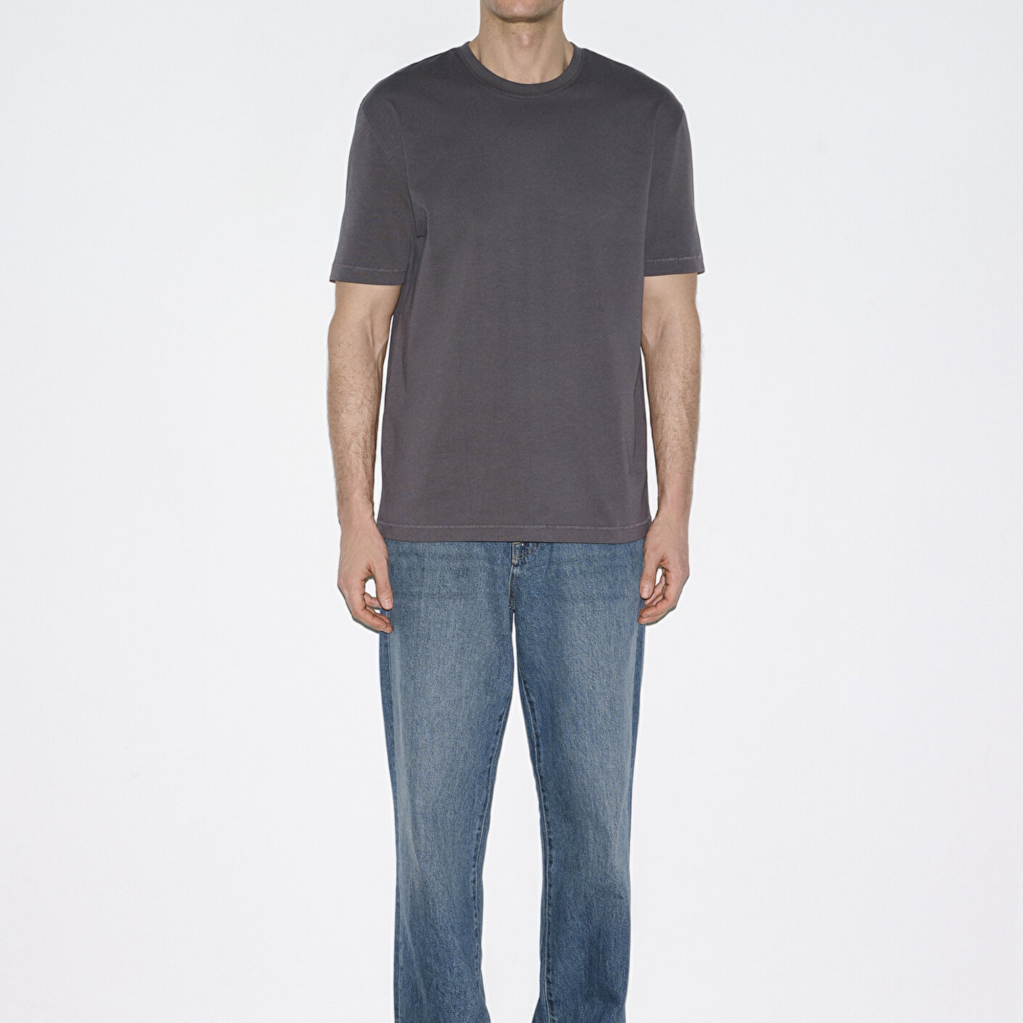 Mavi Gri Basic Tişört Loose Fit / Bol Rahat Kesim 0612269-70101